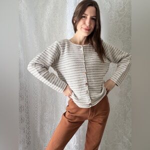 Vintage 1990s Crystal Kobe Fair Isle Knit Cardigan Folk Sweater